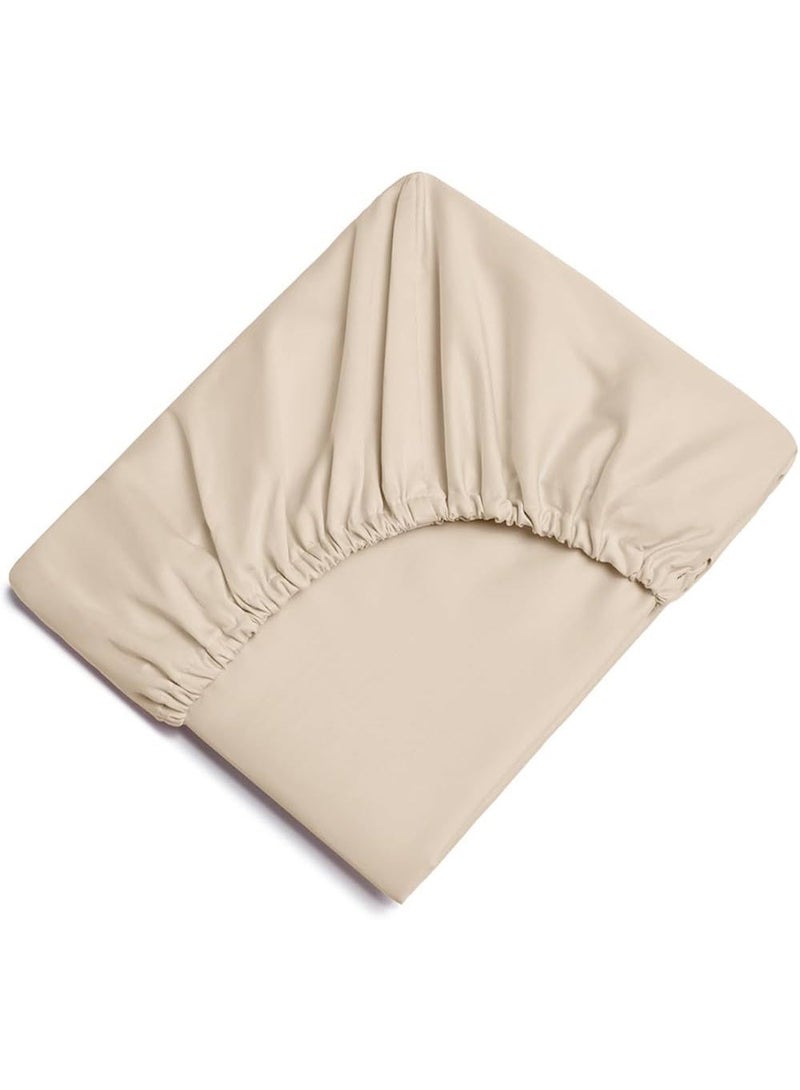 Deluxe Creamy Beige Comfy Fitted Bed Linen Set (3 Pieces) - 160 cm - Image 3